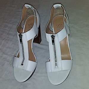 Franco Sarto White open toe heels.